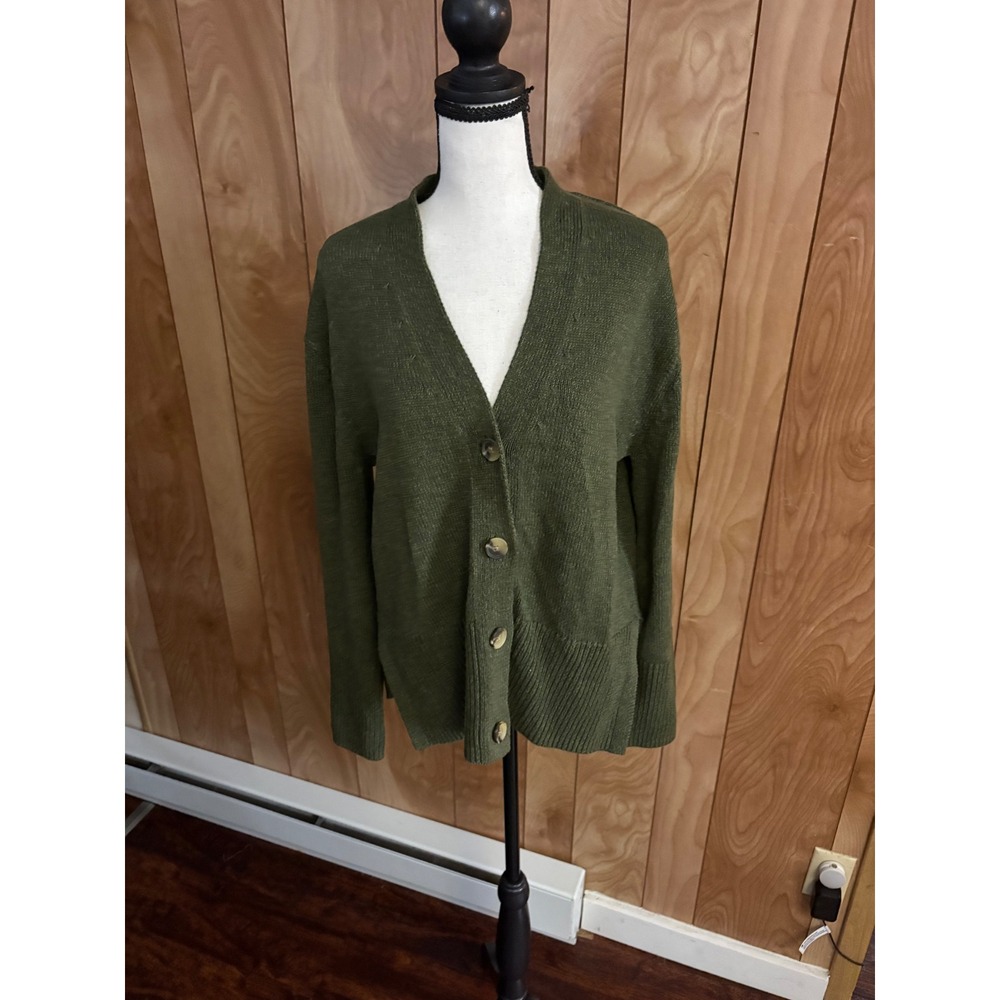 Gap Women XXS Olive Green Cotton V-Neck Button Front Cardigan Sweater